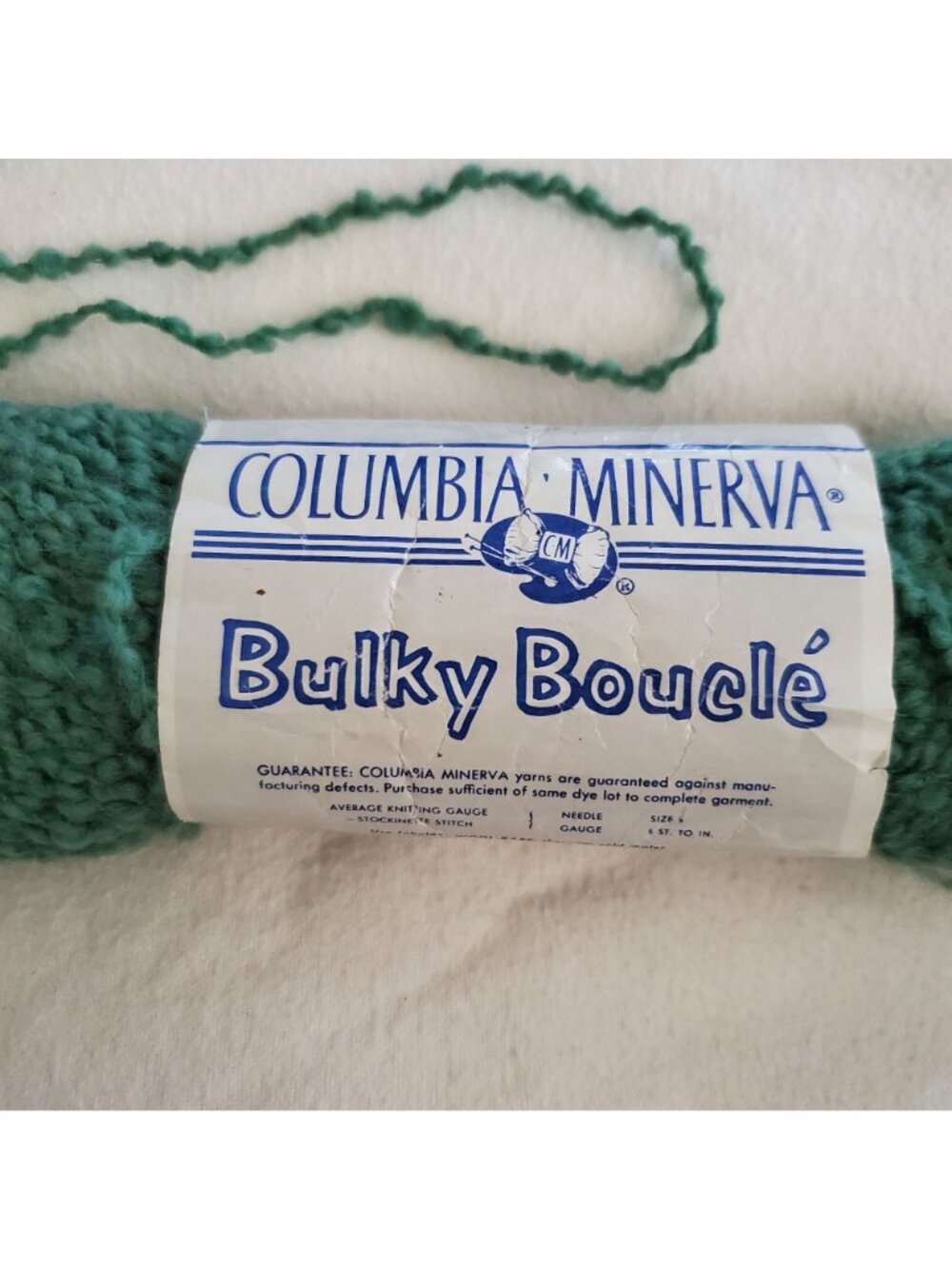 Columbia Minerva Bulky Boucle Yarn 1556 Live Mint Virgin Wool Nylon - Picture 9 of 10